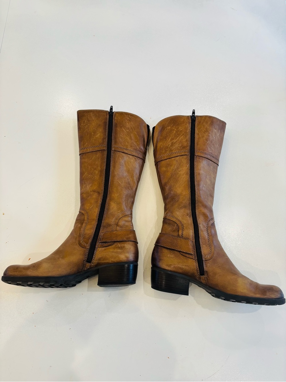 Women’s Leather Brown Side Zipper Mid-Calf Riding Boots size 8 - Picture 3 of 13